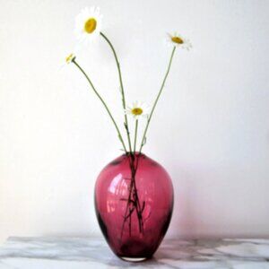 Vingtage 5.5” Hand-Blown Pilgrim Cranberry Art Glass Style Bud Vase